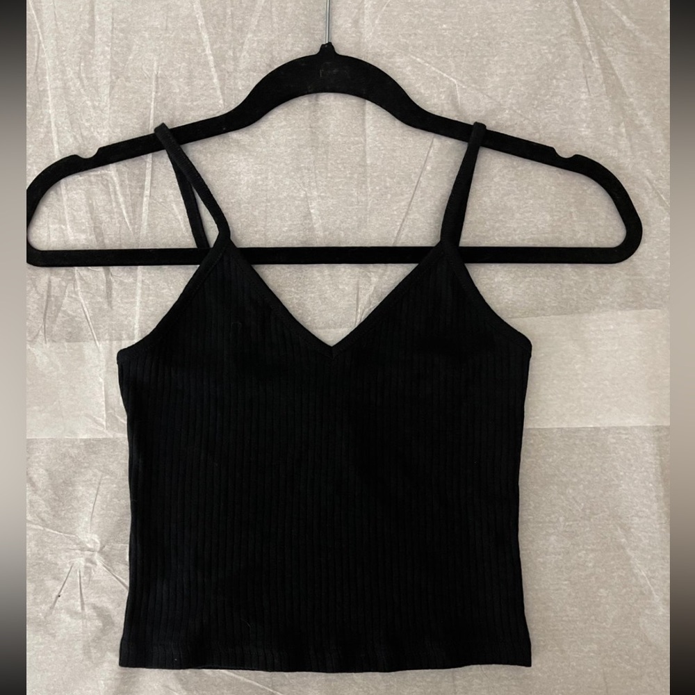 Topshop Ribbed Cropped Tank Black Size 4